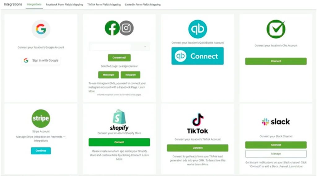 gohighlevel integrations with meta and google ads
