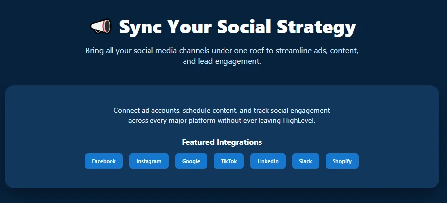 gohighlevel integrations with social media platforms